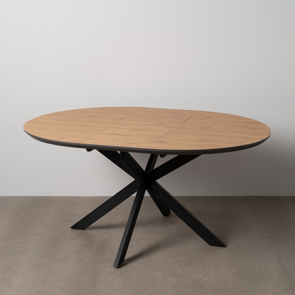 MESA EXTENSIBLE NATURAL-NEGRO DM-METAL 120 X 120 X 76 CM