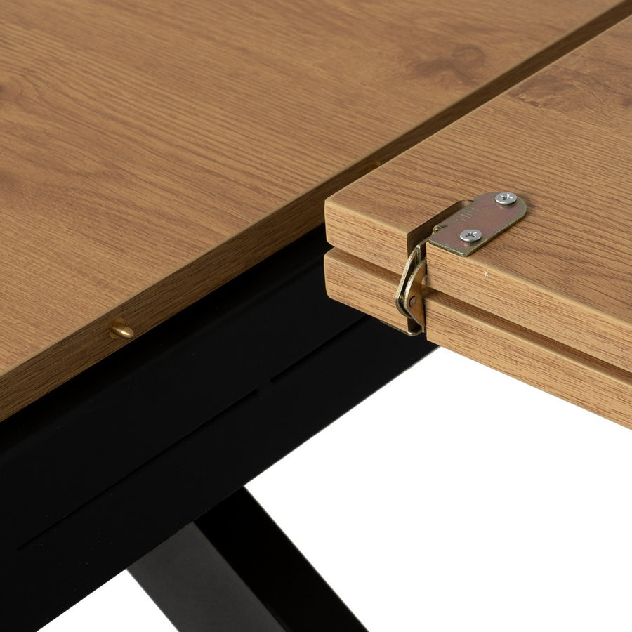 MESA EXTENSIBLE NATURAL-NEGRO DM-METAL 120 X 120 X 76 CM