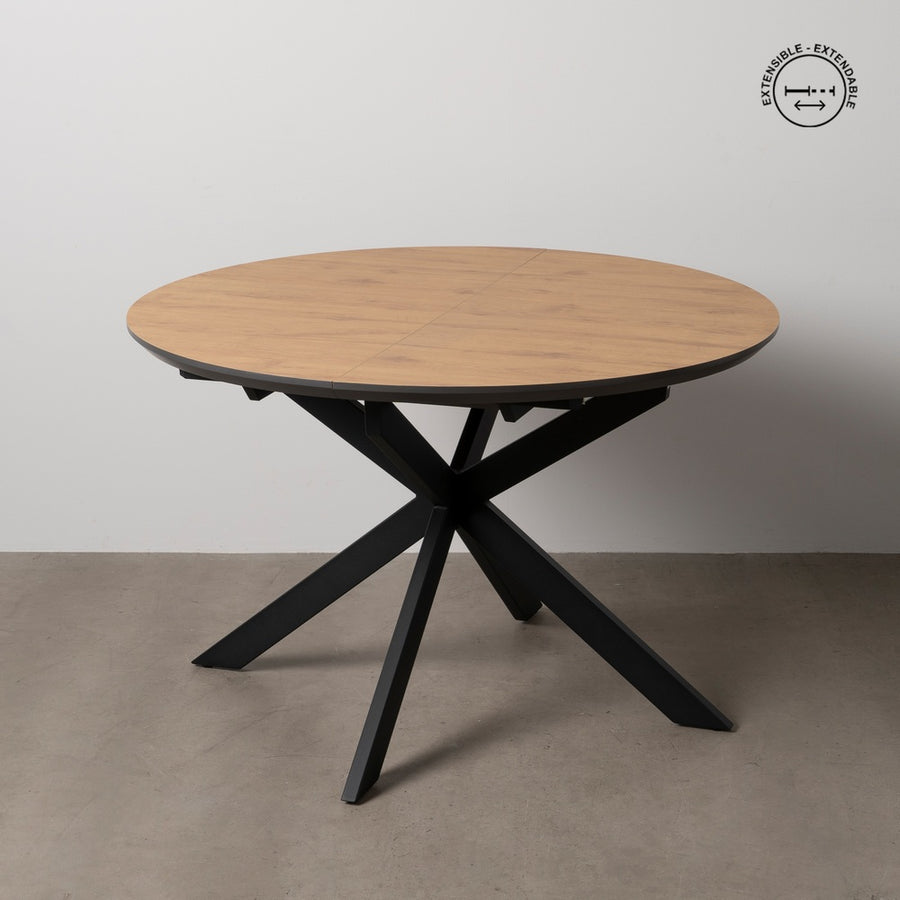 MESA EXTENSIBLE NATURAL-NEGRO DM-METAL 120 X 120 X 76 CM
