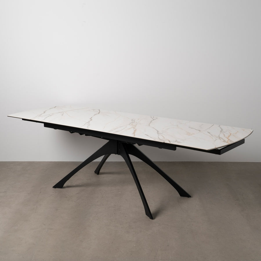 MESA EXTENSIBLE MARMOLADA BEIGE-NEGRO 180 X 90 X 76 CM
