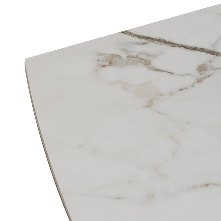 MESA EXTENSIBLE MARMOLADA BEIGE-NEGRO 180 X 90 X 76 CM