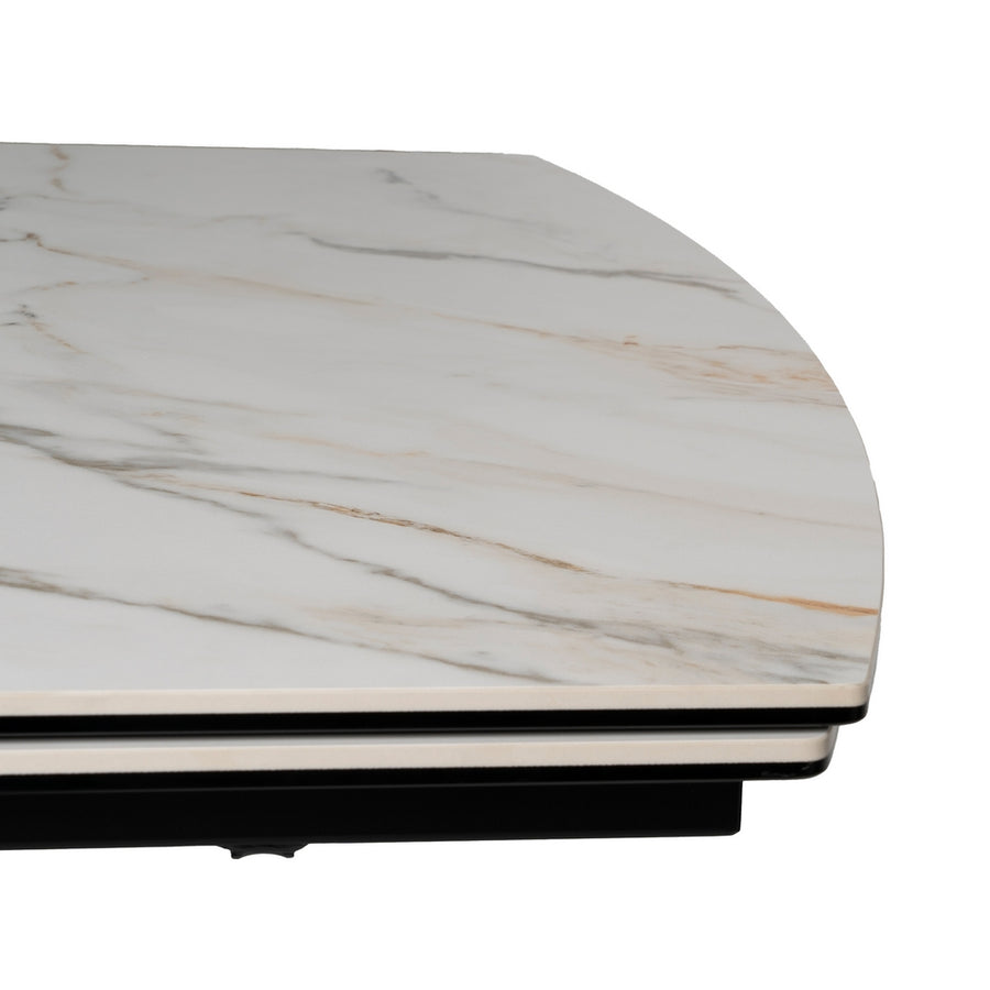 MESA EXTENSIBLE MARMOLADA BEIGE-NEGRO 180 X 90 X 76 CM