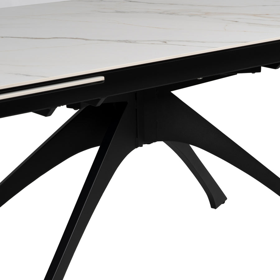 MESA EXTENSIBLE MARMOLADA BEIGE-NEGRO 180 X 90 X 76 CM