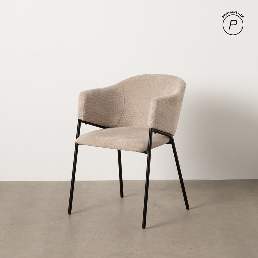 SILLA BEIGE TEJIDO-METAL 54 X 60 X 78 CM