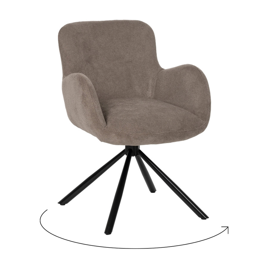 SILLA TAUPE GIRATORIO TEJIDO-METAL 62 X 65 X 82 CM
