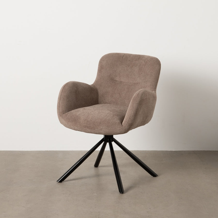 SILLA TAUPE GIRATORIO TEJIDO-METAL 62 X 65 X 82 CM