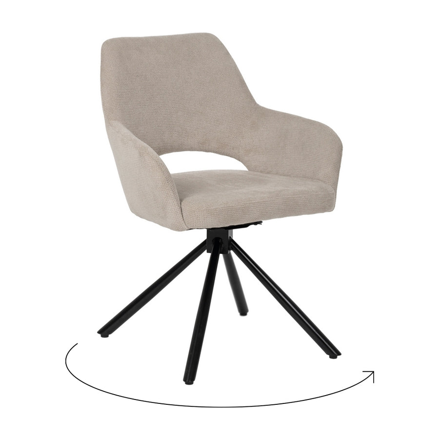 SILLA BEIGE GIRATORIO TEJIDO-METAL 59,50 X 62 X 83,50 CM