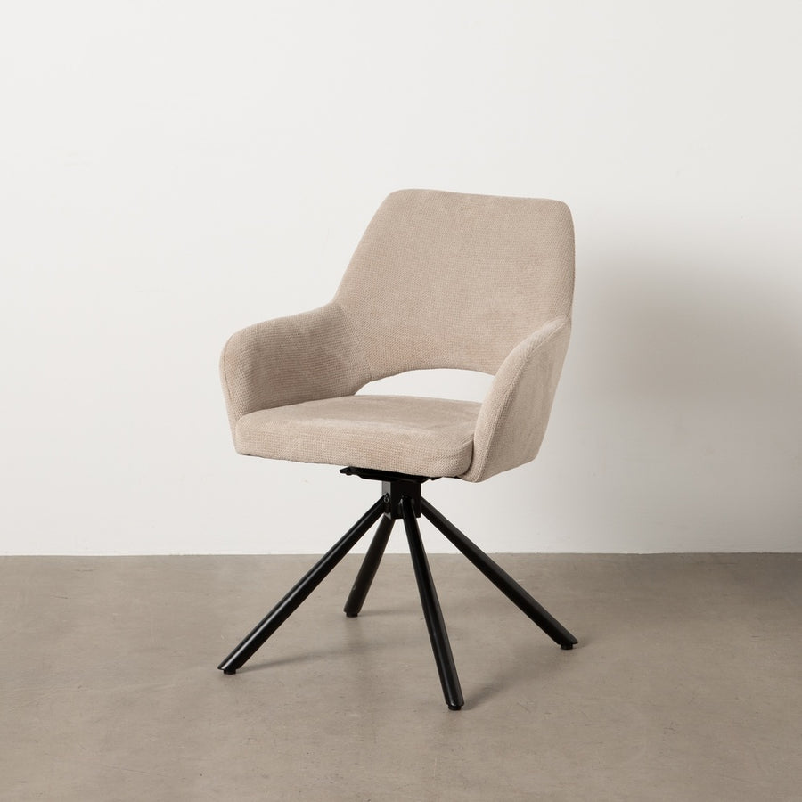 SILLA BEIGE GIRATORIO TEJIDO-METAL 59,50 X 62 X 83,50 CM
