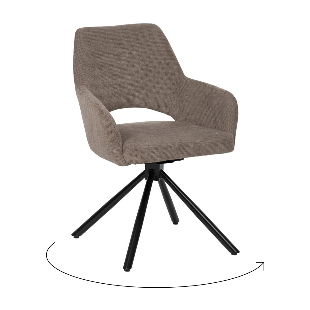 SILLA TAUPE GIRATORIA TEJIDO-METAL 59,50 X 62 X 83,50 CM