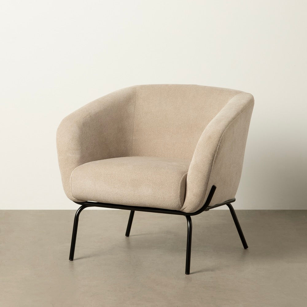SILLÓN BEIGE TEJIDO-METAL 77 X 72 X 68 CM