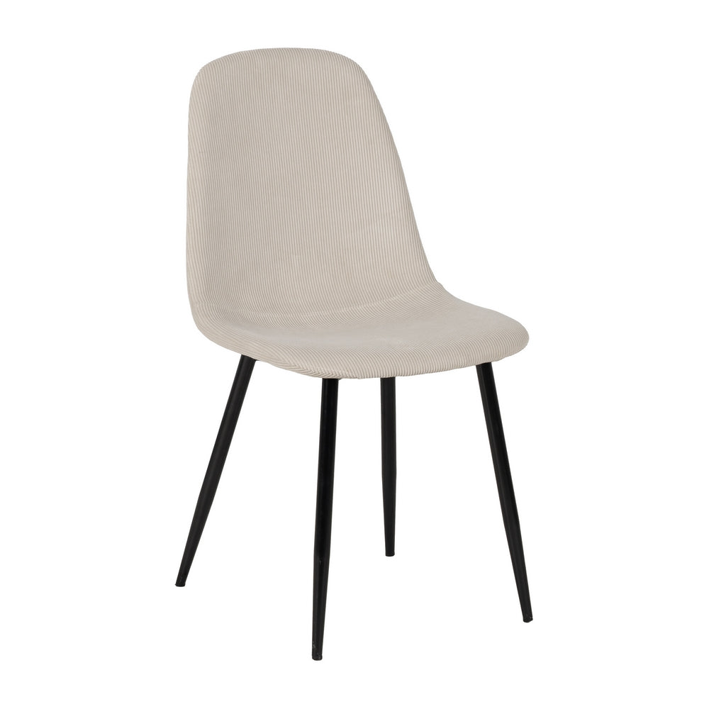 CREAM CORDUROY FABRIC-METAL DINING CHAIR 44 X 47 X 88 CM