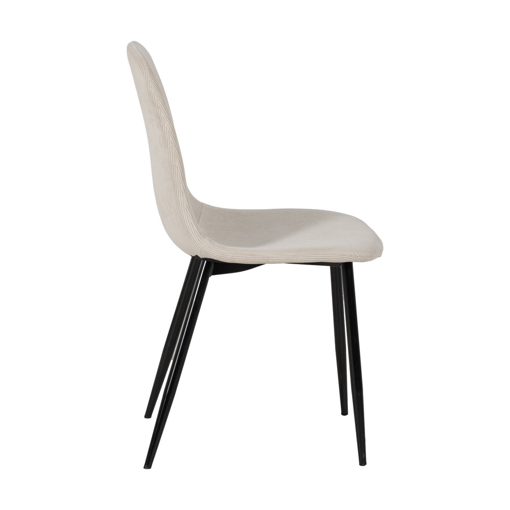 CREAM CORDUROY FABRIC-METAL DINING CHAIR 44 X 47 X 88 CM