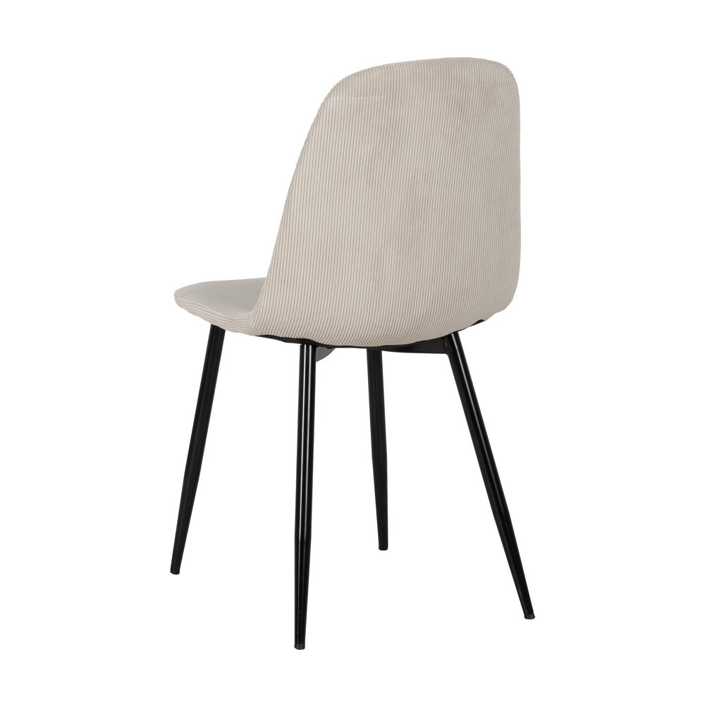 CREAM CORDUROY FABRIC-METAL DINING CHAIR 44 X 47 X 88 CM