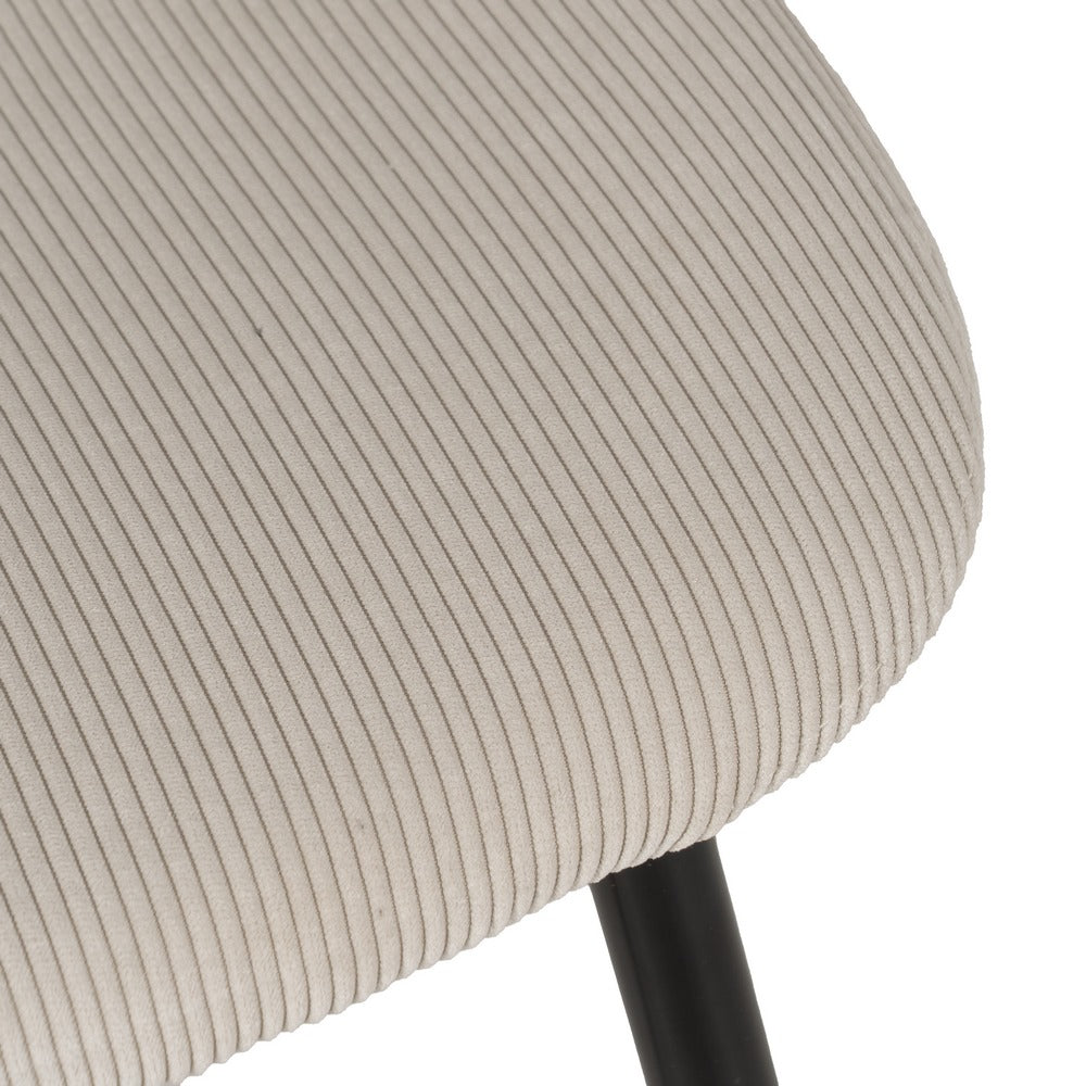 CREAM CORDUROY FABRIC-METAL DINING CHAIR 44 X 47 X 88 CM