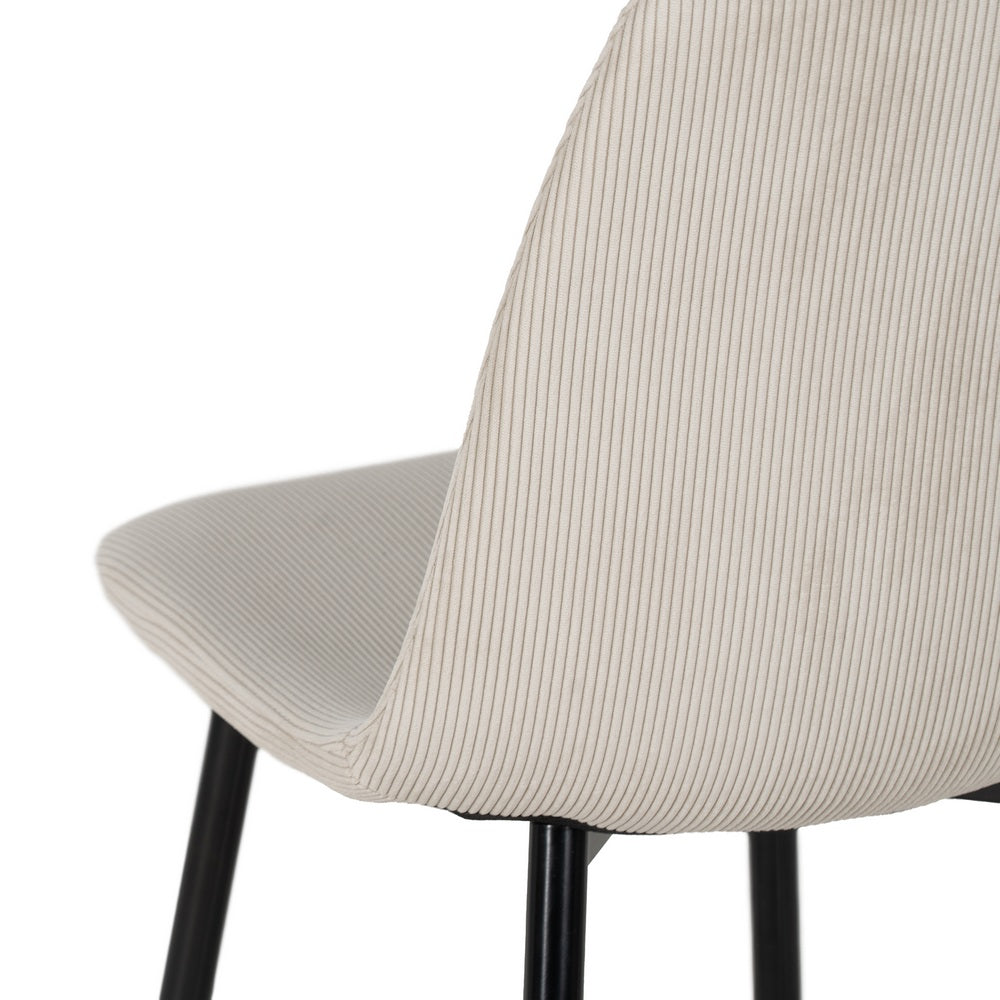CREAM CORDUROY FABRIC-METAL DINING CHAIR 44 X 47 X 88 CM