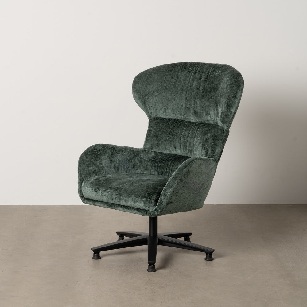 SILLÓN GIRATORIO VERDE TEJIDO-METAL 78 X 84,50 X 104,50 CM