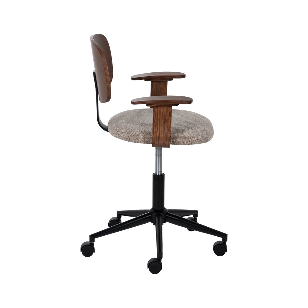SILLA RUEDAS BEIGE-MARRÓN TEJIDO-MADERA 60 X 60 X 89 CM