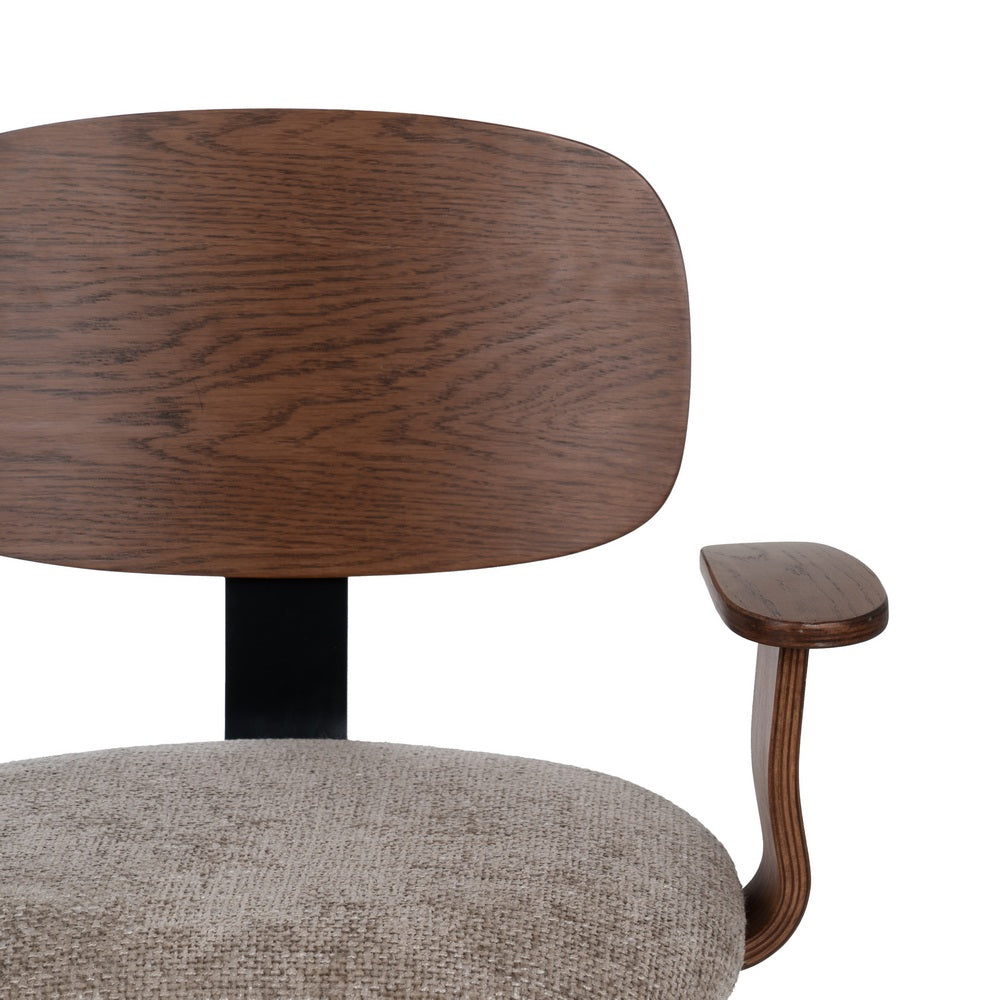 SILLA RUEDAS BEIGE-MARRÓN TEJIDO-MADERA 60 X 60 X 89 CM