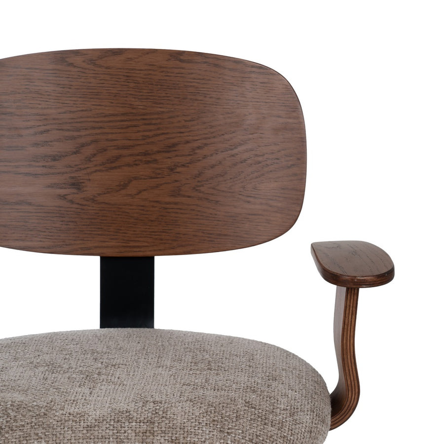 SILLA RUEDAS BEIGE-MARRÓN TEJIDO-MADERA 60 X 60 X 89 CM