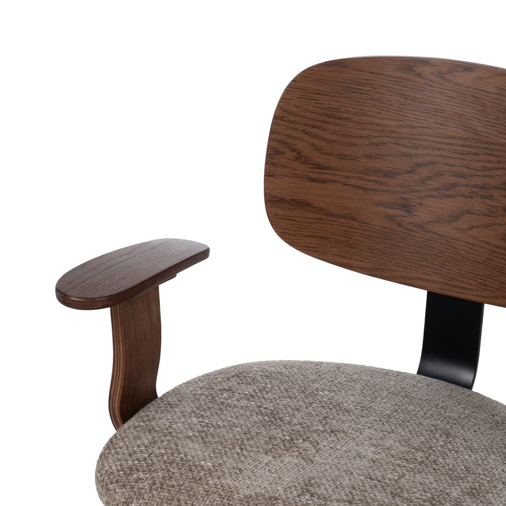 SILLA RUEDAS BEIGE-MARRÓN TEJIDO-MADERA 60 X 60 X 89 CM