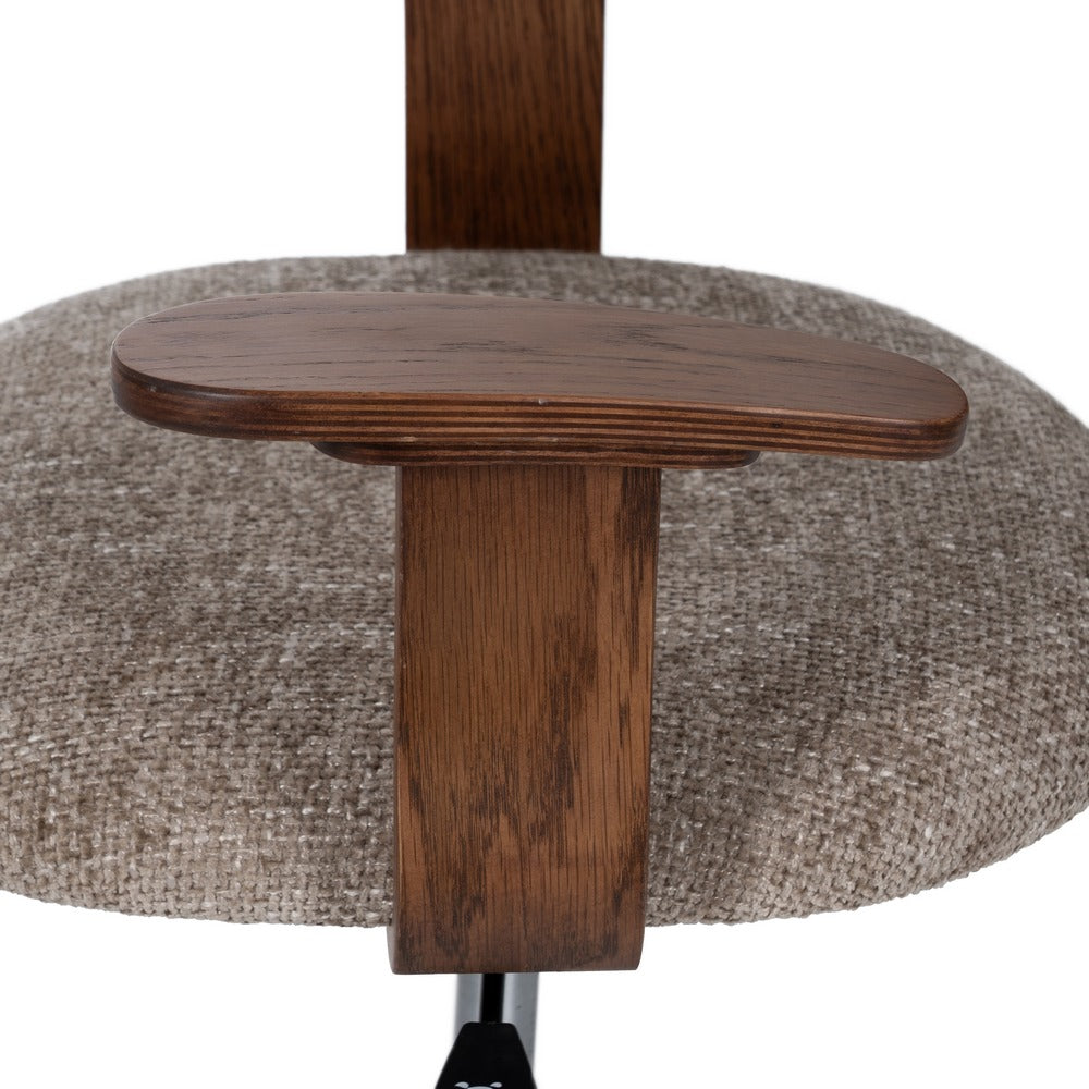 SILLA RUEDAS BEIGE-MARRÓN TEJIDO-MADERA 60 X 60 X 89 CM