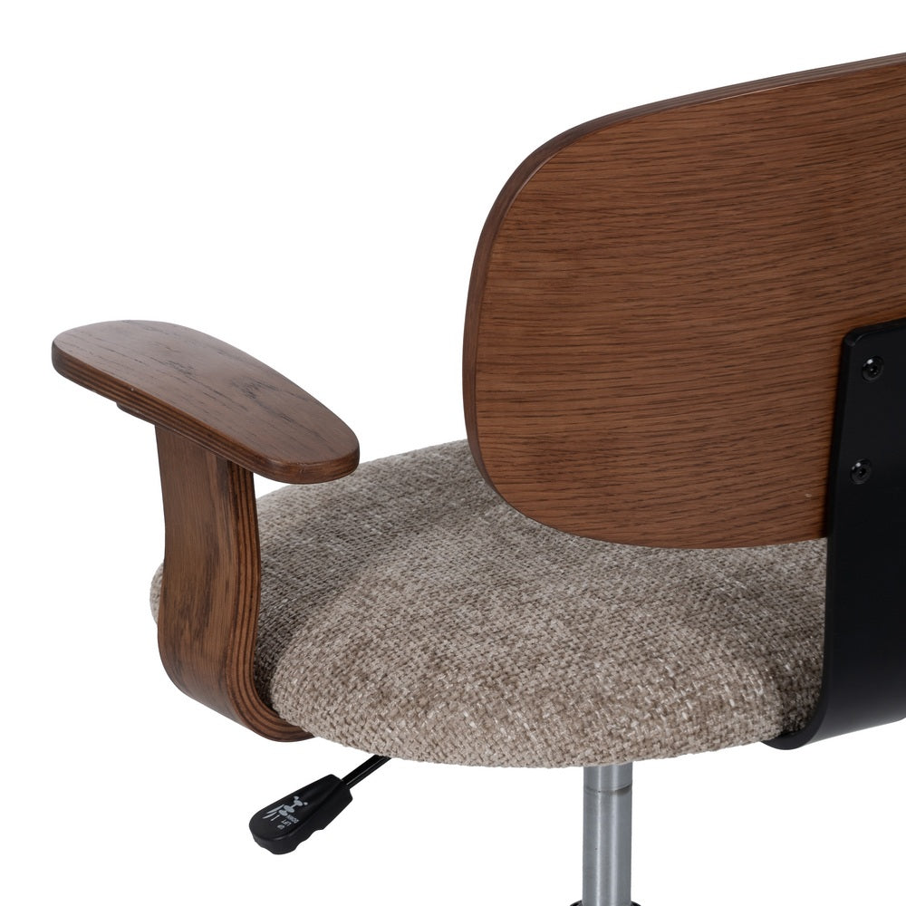 SILLA RUEDAS BEIGE-MARRÓN TEJIDO-MADERA 60 X 60 X 89 CM