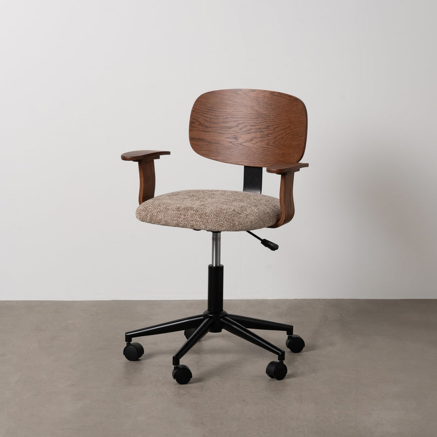 SILLA RUEDAS BEIGE-MARRÓN TEJIDO-MADERA 60 X 60 X 89 CM