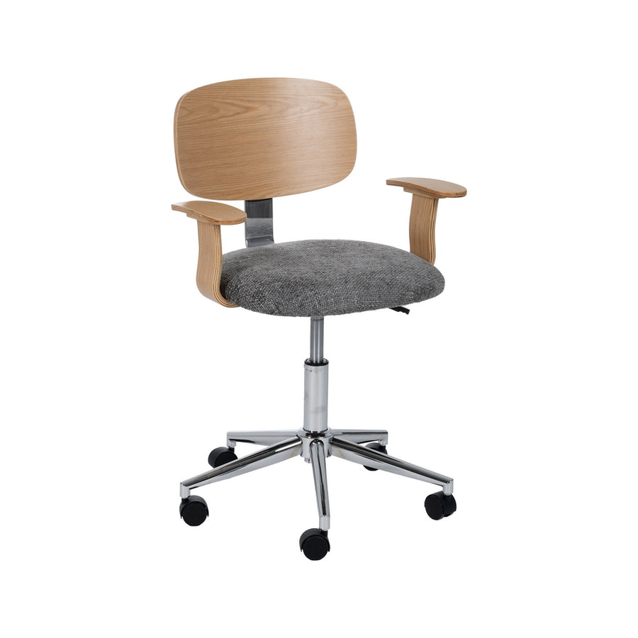 GREY-NATURAL FABRIC-WOOD WHEELCHAIR 60 X 60 X 89 CM