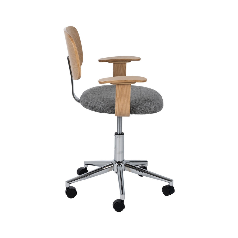 GREY-NATURAL FABRIC-WOOD WHEELCHAIR 60 X 60 X 89 CM