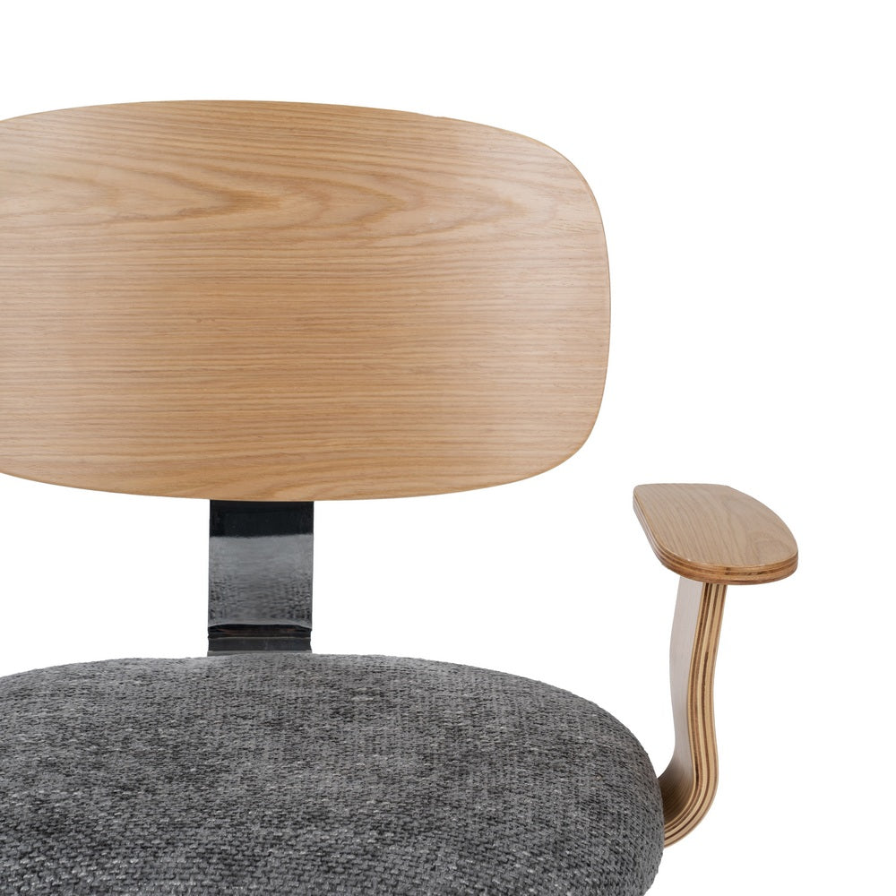 SILLA RUEDAS GRIS-NATURAL TEJIDO-MADERA 60 X 60 X 89 CM