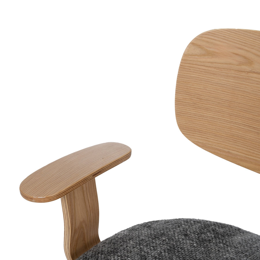 GREY-NATURAL FABRIC-WOOD WHEELCHAIR 60 X 60 X 89 CM