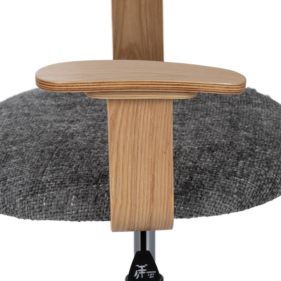 GREY-NATURAL FABRIC-WOOD WHEELCHAIR 60 X 60 X 89 CM
