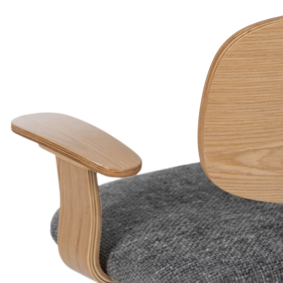 GREY-NATURAL FABRIC-WOOD WHEELCHAIR 60 X 60 X 89 CM
