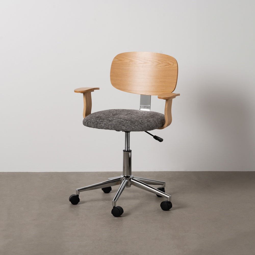 SILLA RUEDAS GRIS-NATURAL TEJIDO-MADERA 60 X 60 X 89 CM