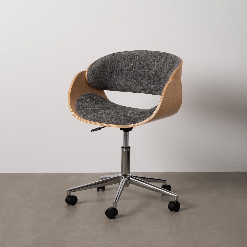 SILLA RUEDAS GRIS-NATURAL TEJIDO-MADERA 59 X 64 X 88 CM