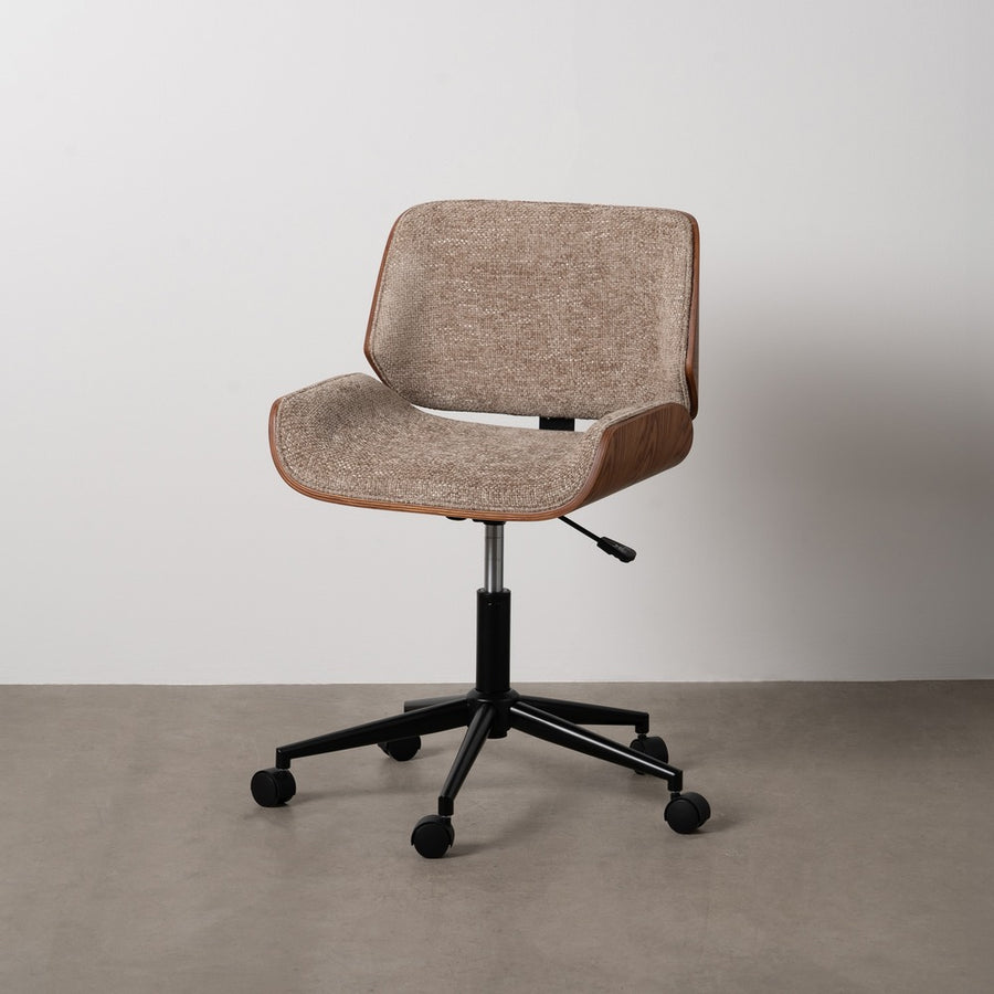 SILLA RUEDAS BEIGE-MARRÓN TEJIDO-MADERA 54 X 61 X 88 CM