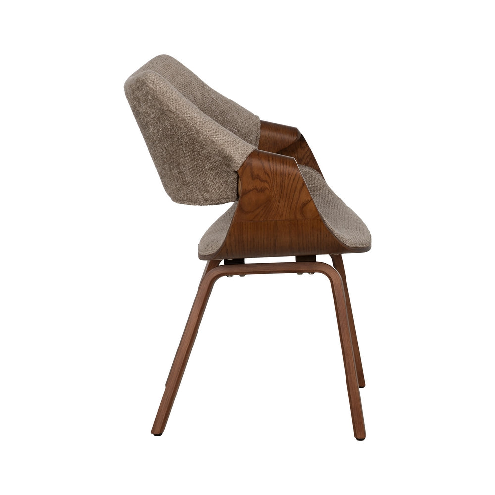 SILLA BEIGE-MARRÓN TEJIDO-MADERA 61 X 56 X 82 CM