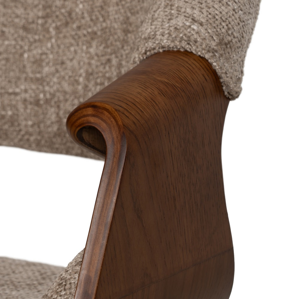 SILLA BEIGE-MARRÓN TEJIDO-MADERA 61 X 56 X 82 CM