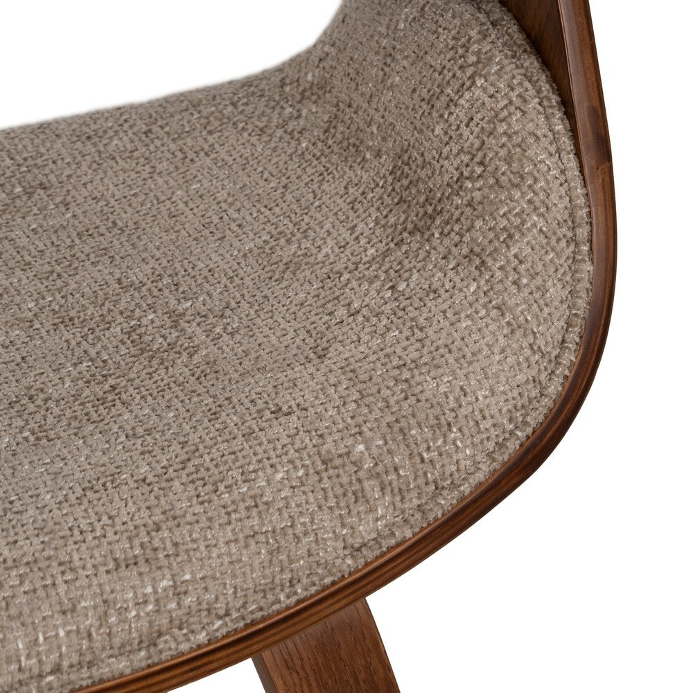 SILLA BEIGE-MARRÓN TEJIDO-MADERA 61 X 56 X 82 CM