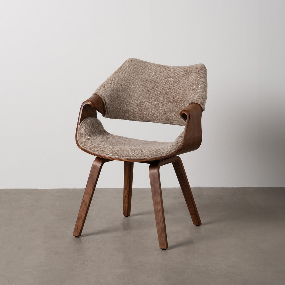 SILLA BEIGE-MARRÓN TEJIDO-MADERA 61 X 56 X 82 CM
