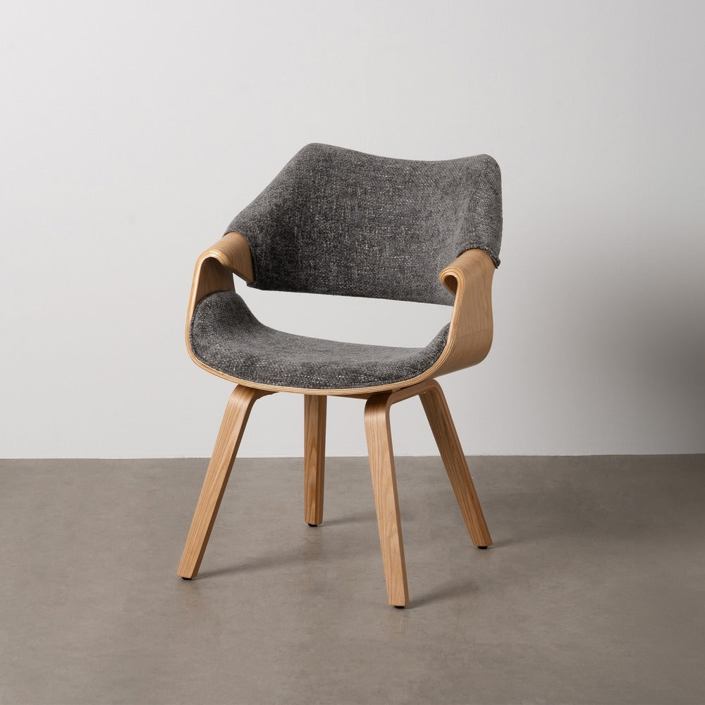 SILLA GRIS-NATURAL TEJIDO-MADERA 61 X 56 X 82 CM