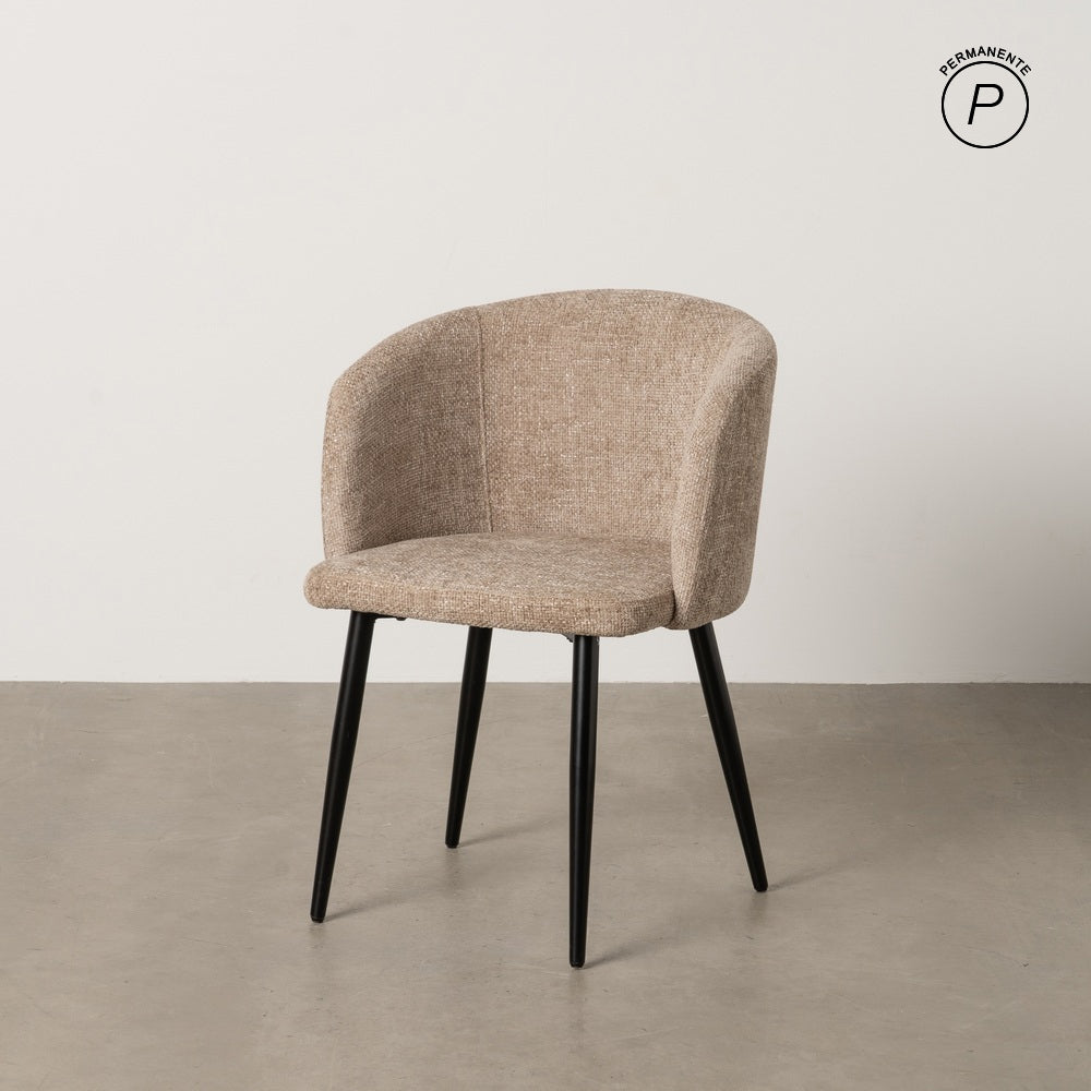 SILLA BEIGE TEJIDO-METAL SALÓN 53 X 53 X 77 CM