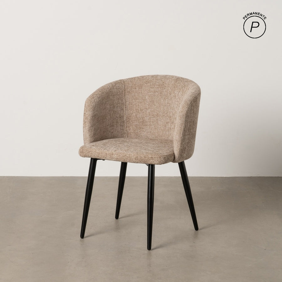 SILLA BEIGE TEJIDO-METAL SALÓN 53 X 53 X 77 CM