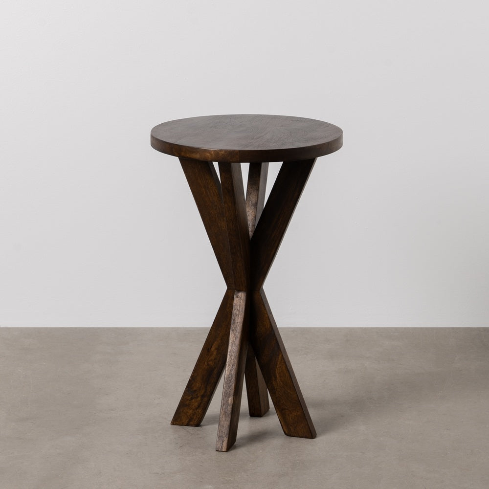 LIVING ROOM NATURAL MANGO WOOD SIDE TABLE 37 X 37 X 60 CM
