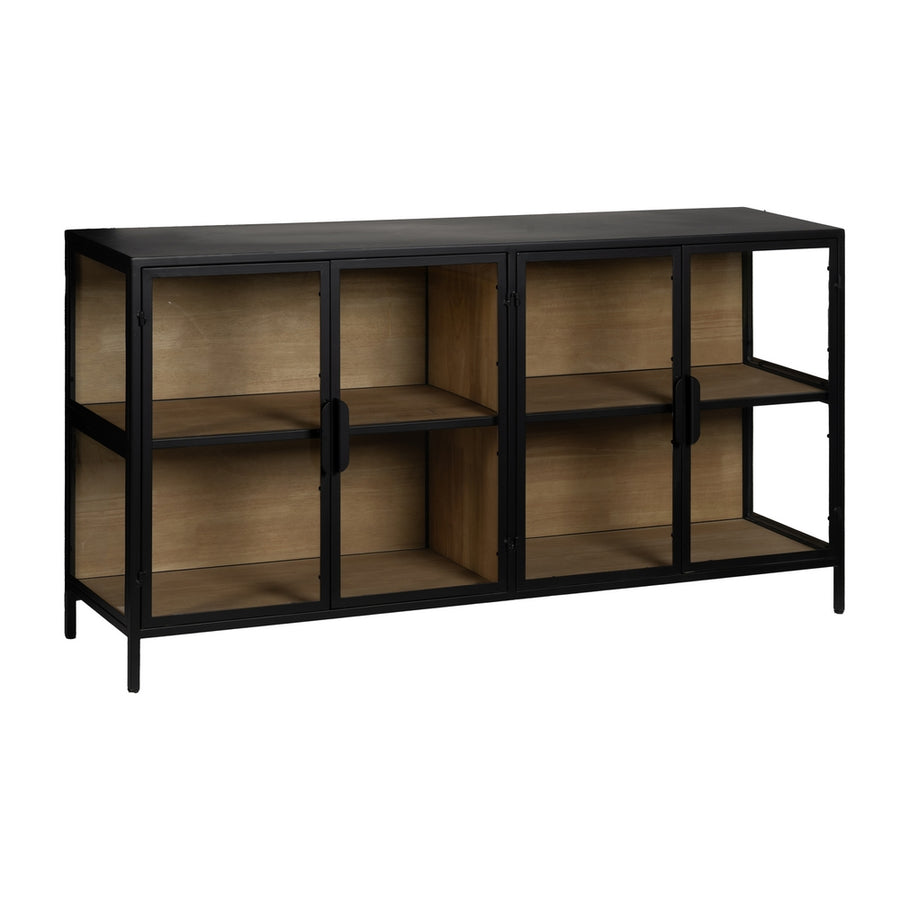 VITRINA NEGRO-NATURAL DM-METAL 150 X 38 X 80 CM