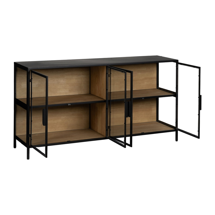 VITRINA NEGRO-NATURAL DM-METAL 150 X 38 X 80 CM