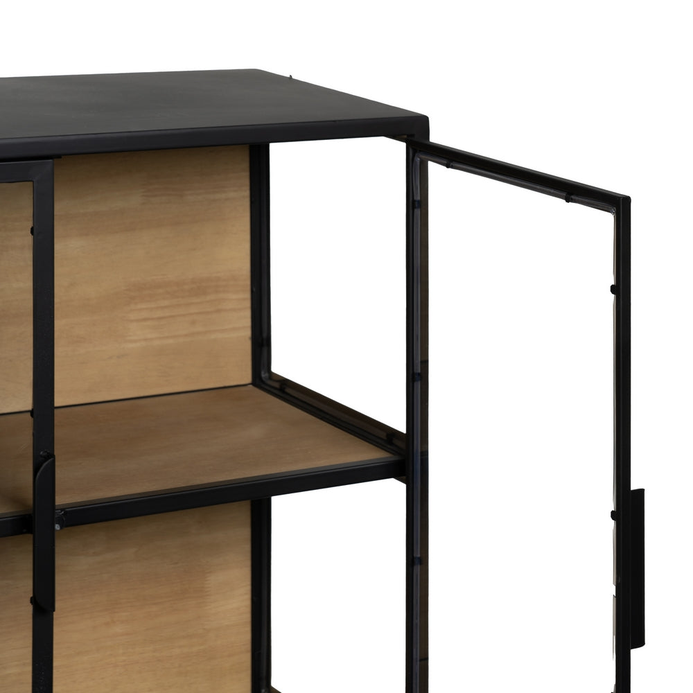 VITRINA NEGRO-NATURAL DM-METAL 150 X 38 X 80 CM