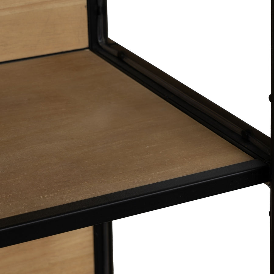 VITRINA NEGRO-NATURAL DM-METAL 150 X 38 X 80 CM