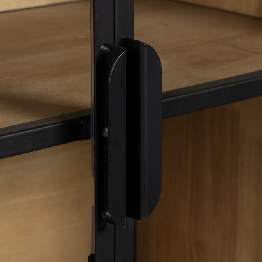 VITRINA NEGRO-NATURAL DM-METAL 150 X 38 X 80 CM