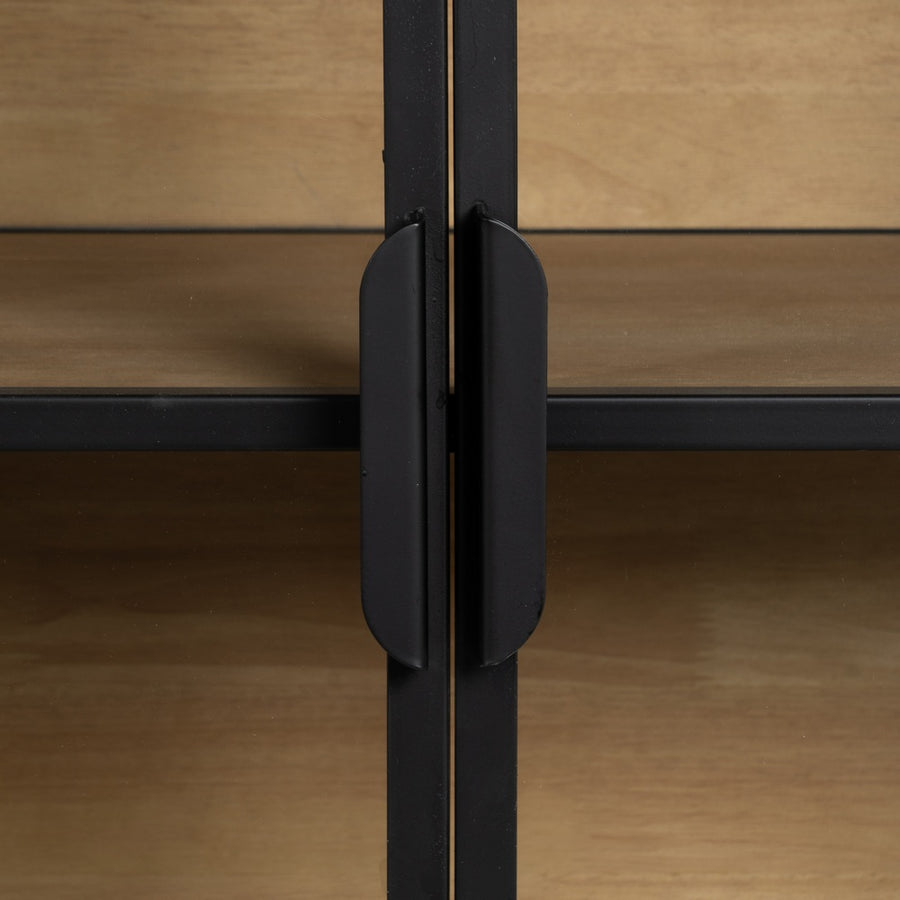 VITRINA NEGRO-NATURAL DM-METAL 150 X 38 X 80 CM